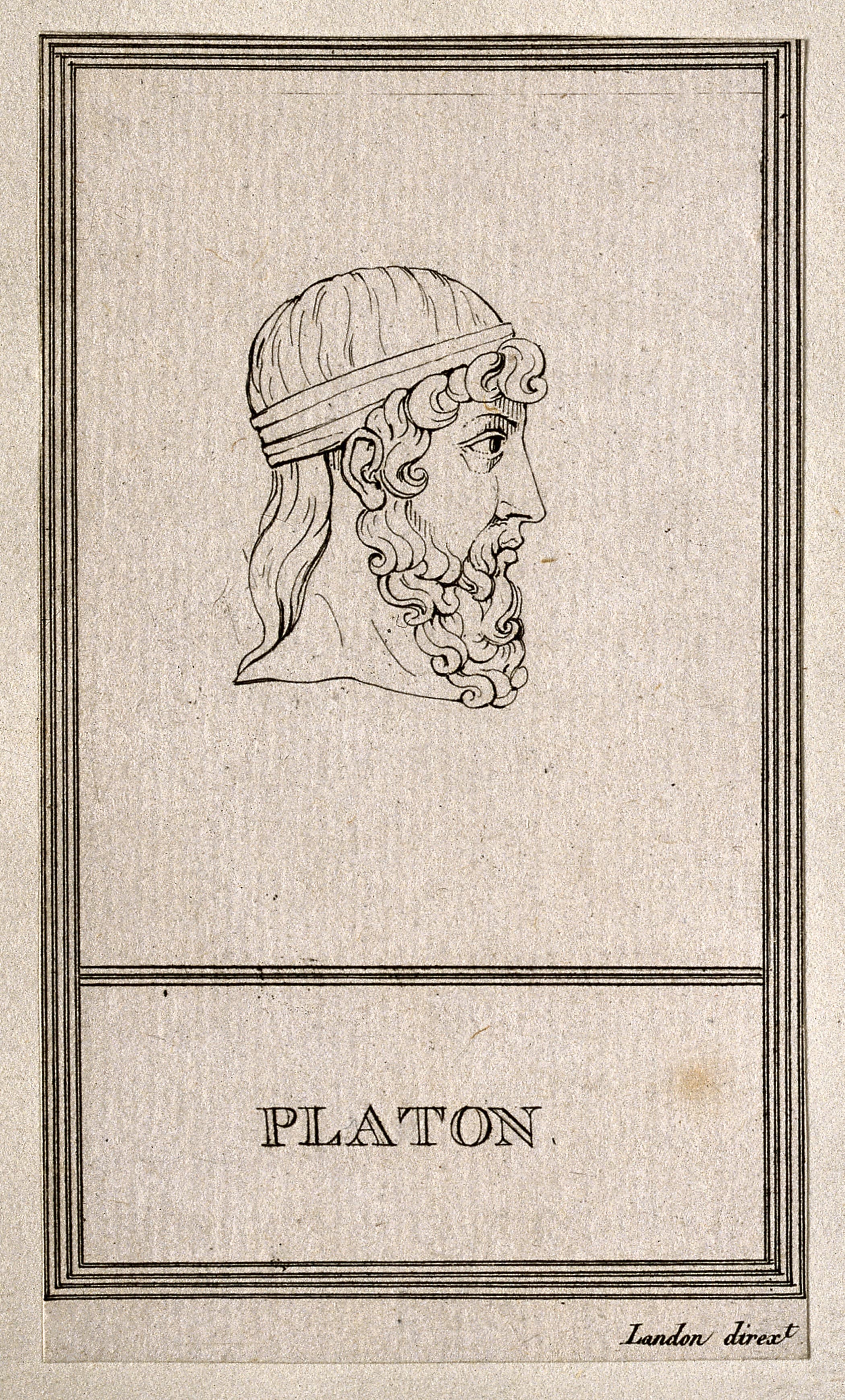 Gravure ancienne représentant le philosophe Platon.