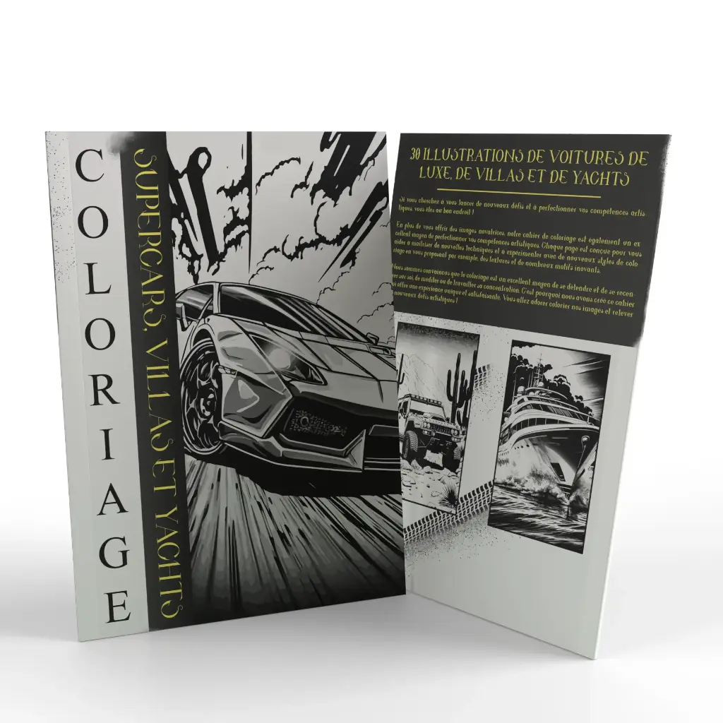 Coloriage de Supercars, Véhicules, Yachts, Hélicoptères et Villas